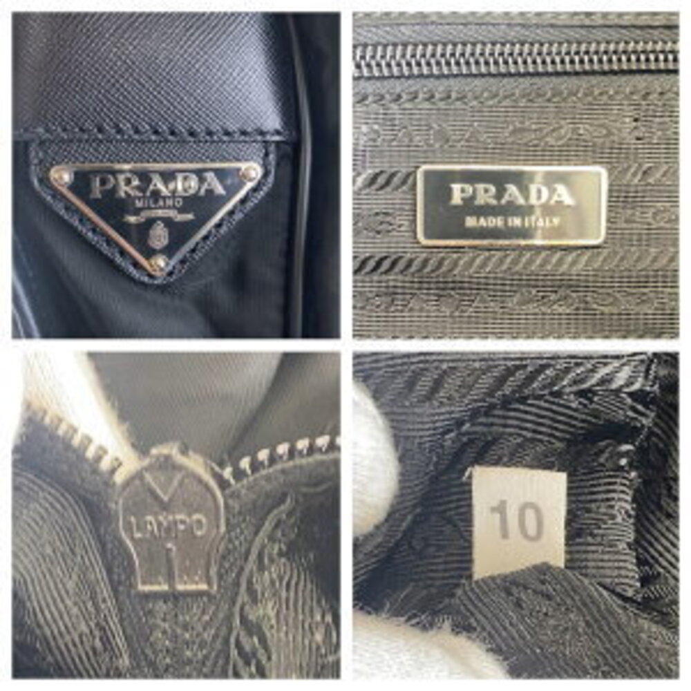 Prada crossbody triangular Tessuto black Nylon shoulder bag logo plate messenger - Picture 4 of 9